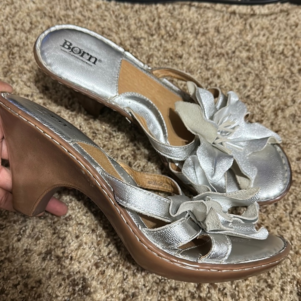 Born silver kitten heels